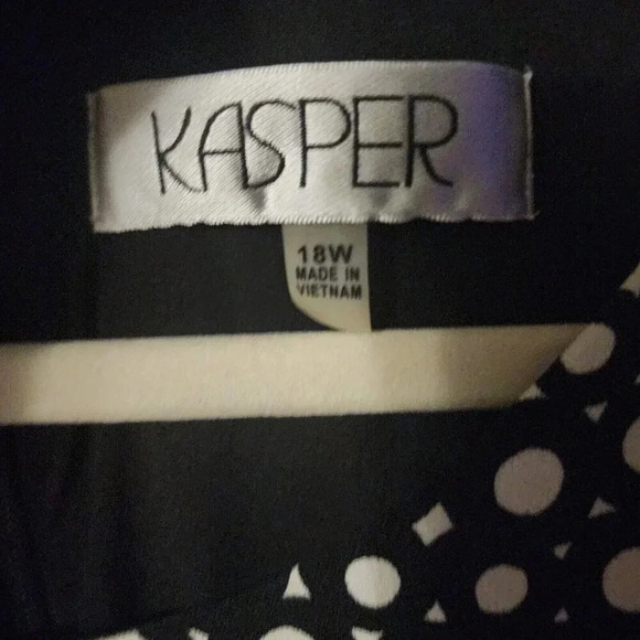 Kasper A-Line Midi Dress Black & White Sleeveless Dotted Back Zip Size 18W - Picture 3 of 10